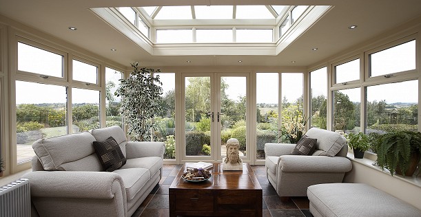 orangery with flat roof, flat roofs