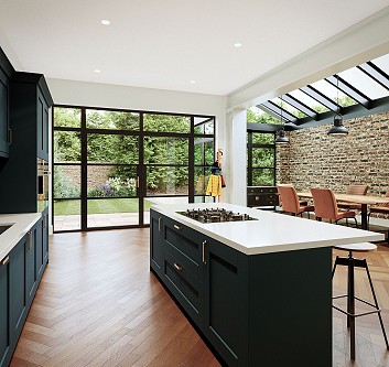 Black aluminium heritage doors in a home